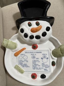 Adorable “ How To Build A Snowman”  Plate 12.5 Inches