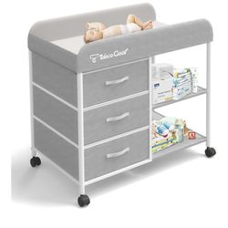 G TALECO GEAR Baby Changing Table, Portable Changing Table, Diaper Changing Station with Waterproof Pad, Changing Table Dresser with 3 Storage Baskets