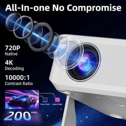 WiFi 6 and Bluetooth 5.2, Portable Projector 4K Support, Auto Vertical Keystone 270° Rotatable, Compatible with Smartphone/TV Stick/Box/USB/HDMI