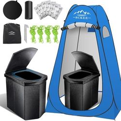 16.5'' Camping Toilet with Pop-Up Privacy Tent Set, XL Portable Toilet for Camping, Outdoor Showers Changing Rooms, Portable Bathroom Travel Potty for