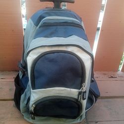 Multi Pocket Rolling Backpack With Telescope Handle 