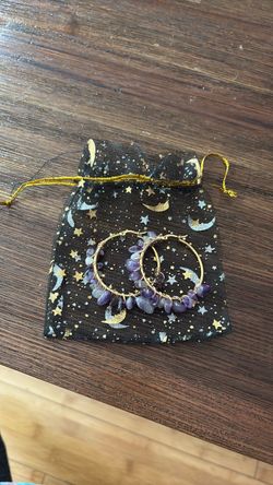 Amethyst clasp hoop earrings