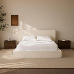 RECCI AirFrame Full Size Upholstered Bed Frame with Plush Padded Headboard - New in Box