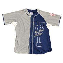 Vintage 90s Starter New York Yankees Gray & Blue Full Button Jersey Size XL