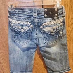 MISS ME Girls Bermuda Jean Shorts Studded Wing Pocket Detail Size 10