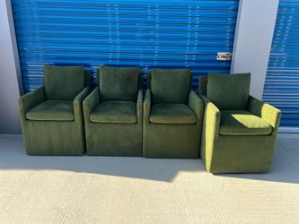 (Set of 4) Green Velvet Arm chairs. $499