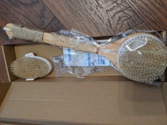 2set body Bath brush for wet and dry brushing with 2 hooks