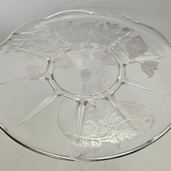 1940s Silver City Glass Co. Poppy Pattern Silver Overlay Round Serving Platter