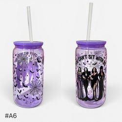 Ladies Of Horror You Can't Sit With Us Acrylic Plastic Tumbler Cup 16oz Purple