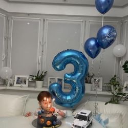 40 Inch Navy Blue 3 Large Number Balloon