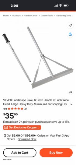 VEVOR Aluminum Landscape Rake 20-Inch Head