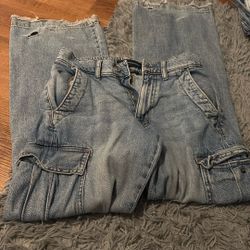 Aeropostale High Rise Wide Leg Jeans Xs Short