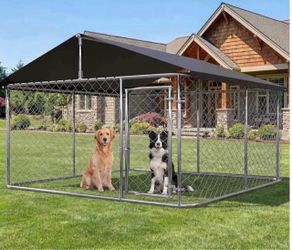 Large Outdoor Dog Enclosure,Heavy Duty Dog Kennel with Roof,