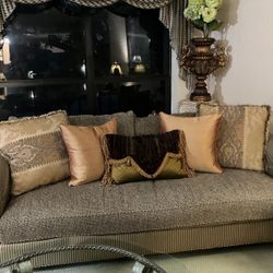 COUCH  -CUSTOM MADE - Silk Arm Rest Covers Included, Cushions Included