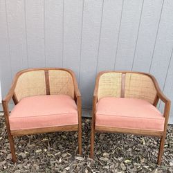 Vintage Mid Century Cane Chairs (Set of 2)