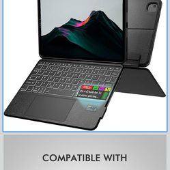 Keyboard Folio Lightweight w/ Screen for iPad Pro 11 inch (M5/M4, 2025/2024), Magnetic Detachable Keybaord with Case & Trackpaf & Backlit & 160° Kicks