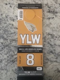 Yellow parking pass Cardinals vs Rams