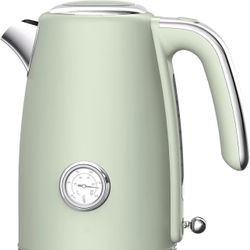 Electric Kettle Quick Heating, Hot Tea Water Boiler With Thermometer 1.7L Stainless Steel Cordless LED Indicator 1500W, Auto Shut-Off & Boil Dry Prote