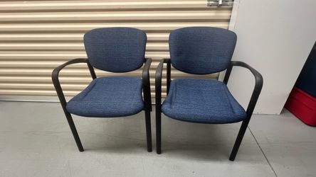 Pair of Blue Fabric Office Guest Chairs