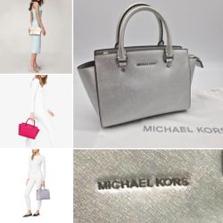 Michael Kors New Silver Saffiano Bag