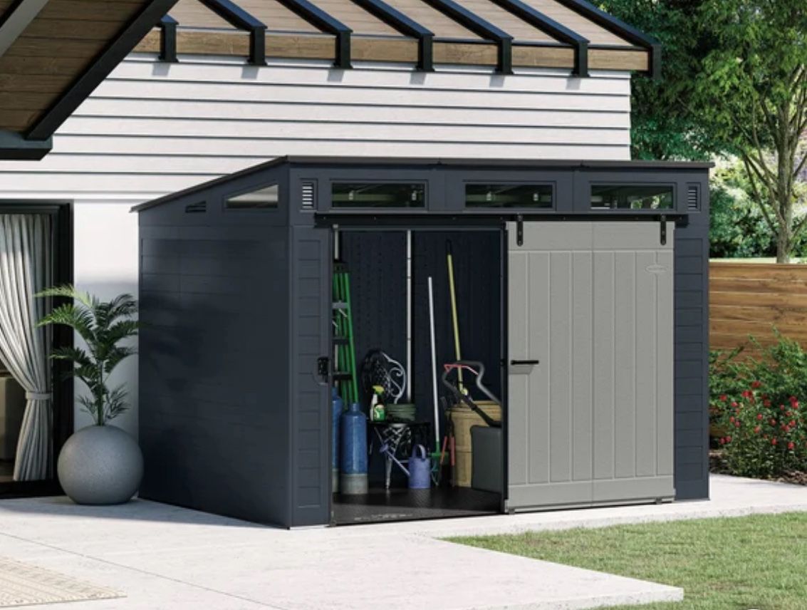 NEW Suncast Modern 10x7ft Sliding Door Storage Shed