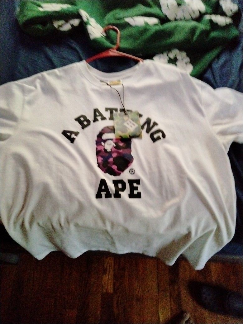 Bathing Ape Shirt White Black Purple Size Large