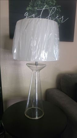 StyleCraft Empire Clear Seeded Seeded Clear Table Lamp - White Shade 31" H