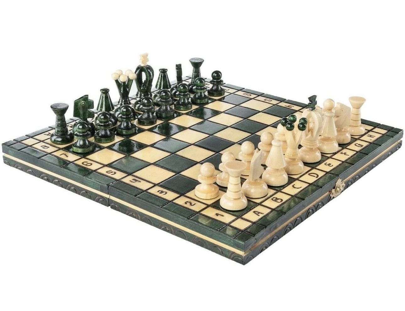 Quality Chess 35cm / 14in Wooden Chess Set and Checkers/Draughts Game, Handcrafted Classic Chess Game