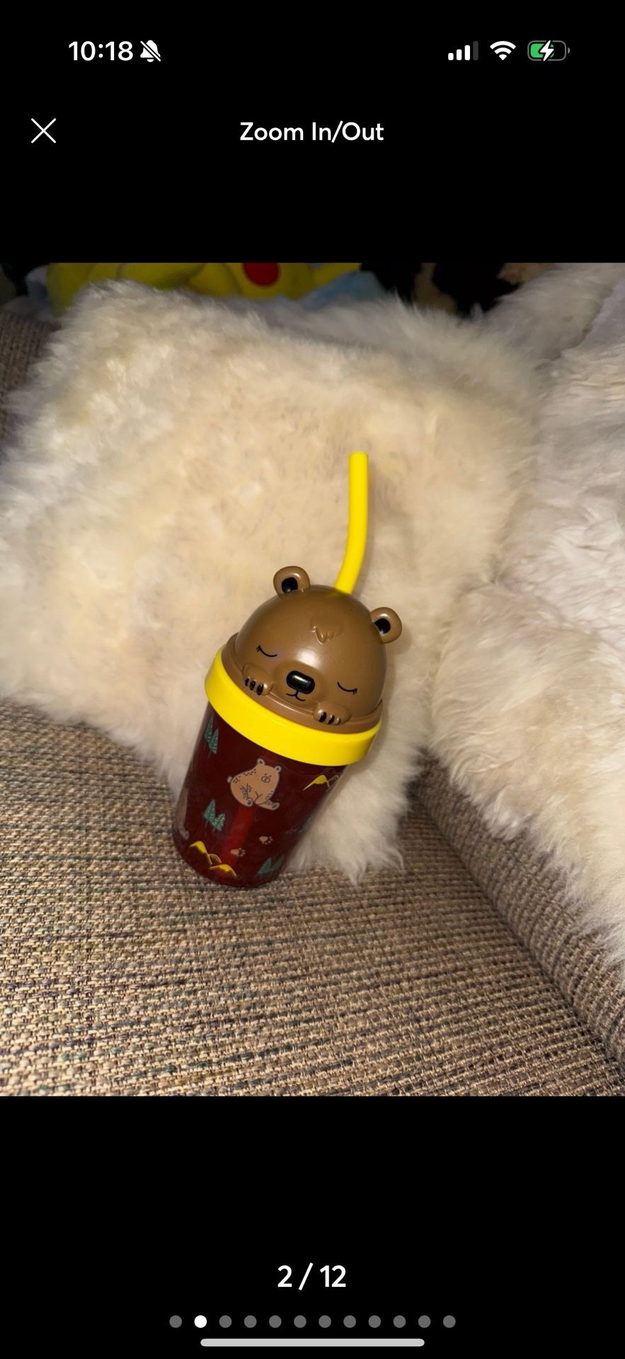 Free Kids' Portable Straw Bear Tumbler cup