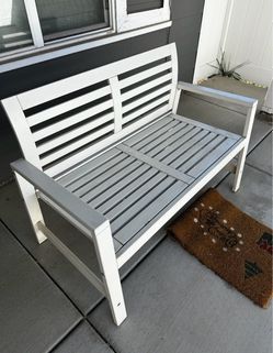 White Wood Outdoor Patio Bench