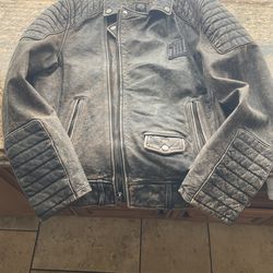 Harley-Davidson Black Label Distressed Leather Jacket #1 Skull – Large