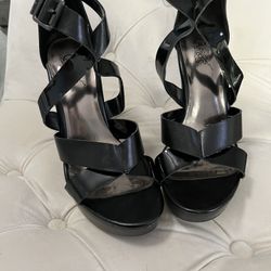 Carlos Santana Black Wedge Heel Size 8