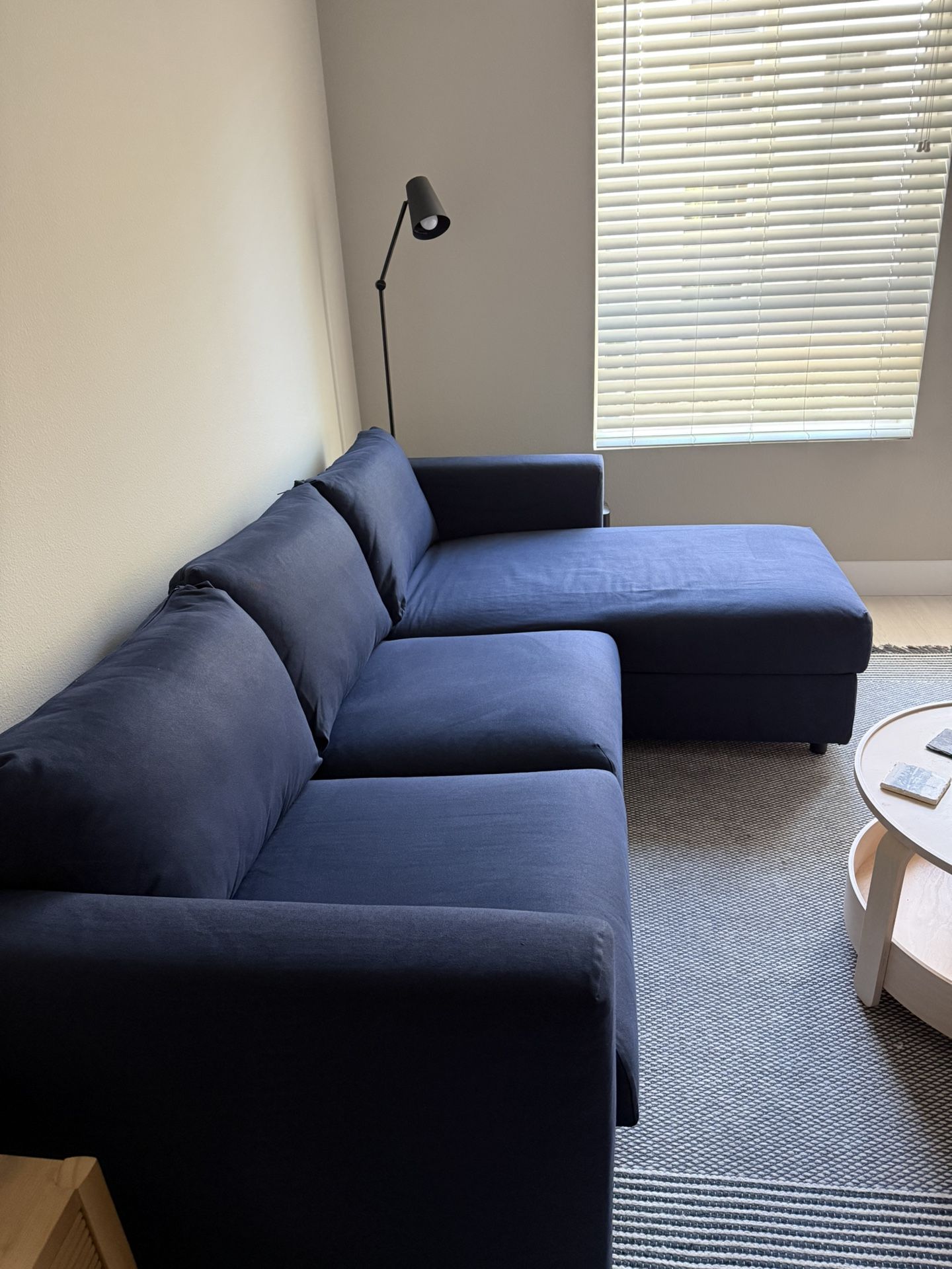 Modern Navy IKEA Sectional w/ Chaise & Hidden Storage - Like New