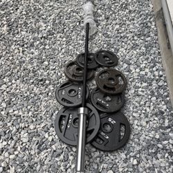 Short Bar And Olympic Weights 