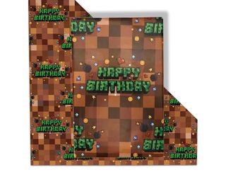 10 Sheets Pixel Theme Wrapping Paper, 50x70cm/19.7x27.6in Video Game Birthday Wrapping Paper for Boys Girls Gamers Birthday Gift & Themed Party Favors