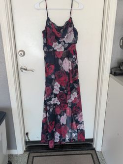 Navy Blue Floral Cocktail Dress