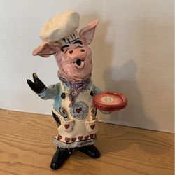 2000 Blue Sky Heather Goldminc The Love Chef PIG Figurine Candle Holder 9.7"tall B8