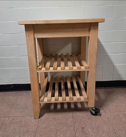 IKEA BEKVÄM Solid Beech Wood Kitchen Cart on Wheels