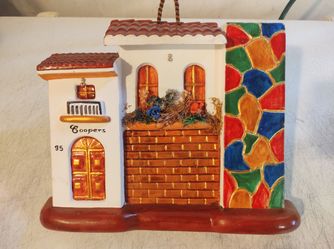 Vintage Terracotta White Adobe House Wall Plaque