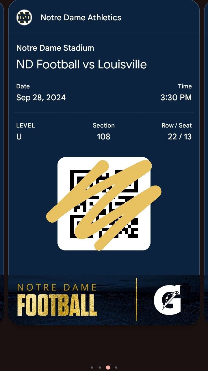 Notre Dame Vs Louisville Football Tickets 9/28/24