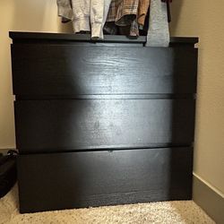 IKEA MALM 3-drawer dresser, black brown 