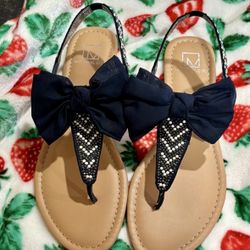Material Girl Blue Bow Sandals