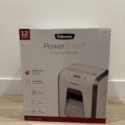 Fellowes PowerShred 12-Sheet Cross-Cut Paper Shredder - White **Brand New**