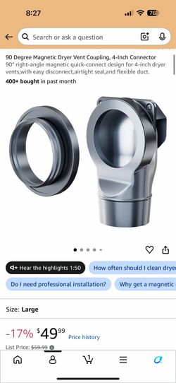 90 Degree Magnetic Dryer Vent Coupling