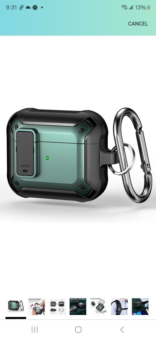 doeboe for AirPods 3rd Generation Case, Cover for AirPod 3 Generation Charging Case, Lock Lid Cover with Sturdy Keychain Supports Wireless Charging fo