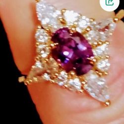 RING, W/RHINESTONES & PURPLE STONE