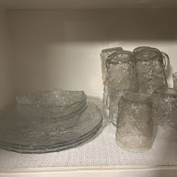 Princess House Fantasia Clear Poinsettia Crystal Coffee Mugs 4" Tall Set Of 12