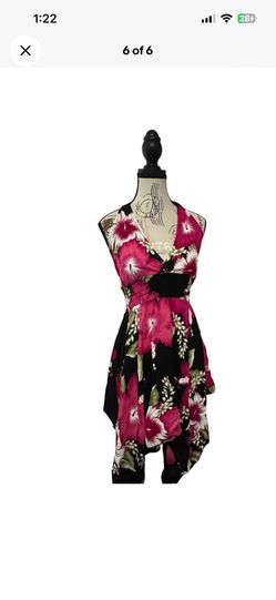Advance Brand Y2K Dress Hibiscus Tropical Floral Halter Dress