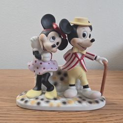 Walt Disney Couple Love Mickey with Cane Minnie Mouse Porcelain Figurine
