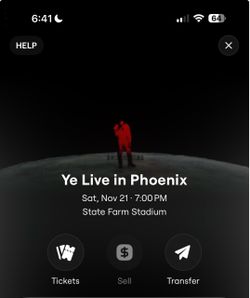 ONE! Kanye west ticket. AZ 11/21/26